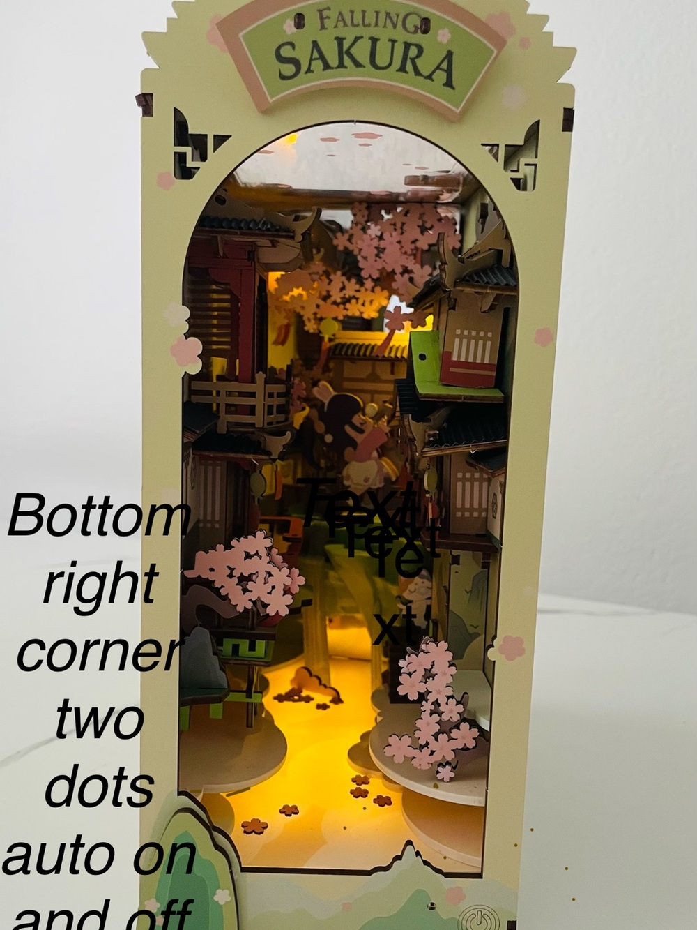 Fully Assembled Rolife Falling Sakura Book Nook - Built LED Light